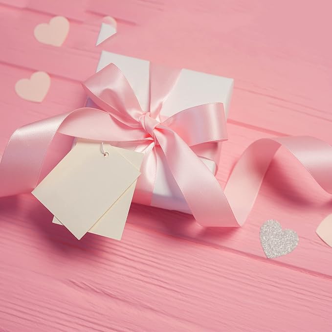 LIUYAXI Pink Double Faced Satin Ribbon, 3/8" X Continuous 25 Yards, Ribbons Perfect for Gift Wrapping Bows Bouquet Wedding Decor DIY Craft and More
