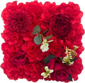 Flower Wall Backdrop, 12PCS 10.6"-15.7" Artificial Flower Wall Panel with Various Styles, 3D Floral Wall Decor for Wedding Photo Background Festive Party Home Decoration (K003, 11.8 * 11.8in)