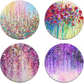 Colorful Watercolor Flowers Round Coaster Set - Made of Recycled Rubber - Set of 4