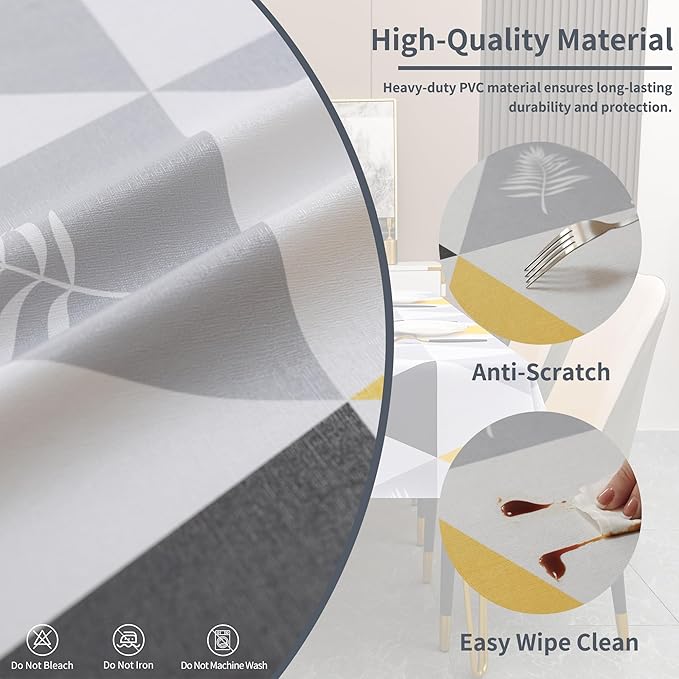Rectangle Table Cloth,100% Waterproof Tablecloth Oil Proof Spill Proof Vinyl Table Cloth, Wipe Clean Plastic Table Cover for Dining, Camping, Indoor and Outdoor 54" x 78",Triangle