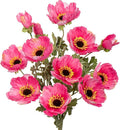 28.3" Pink Artificial Flowers Poppy Flowers 3Pcs Silk Fake Poppy Flowers Real Touch Faux Poppies Spring Flower Long Stem Arrangement with 4 Heads for Party Centerpiece Bouquet Table Home Decoration