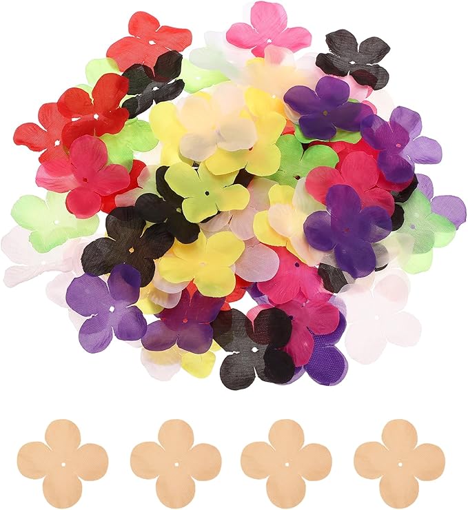 PATIKIL 1.8 Inch (4.5cm) Flowers Patch, 300Pcs Artificial Flowers Handmade Patches Silk Cloth Applique for Scrapbooking Wedding DIY Craft Supplies Card, Champagne