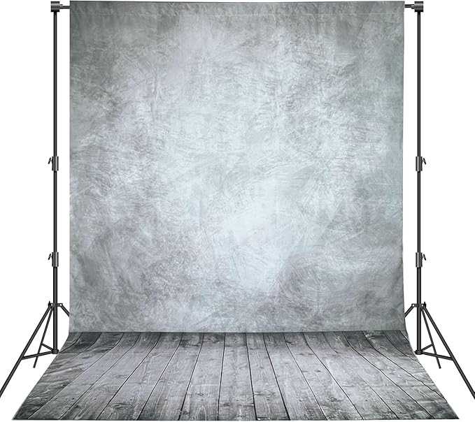 Professional Abstract Portrait Photography Backdrop,Wall with Wood Floor Backdrop for Kids Photography Baby Newborn Cake Smash Photo Shoots Hypoallergenic Fabric Photography Props(Grey-8x10ft)