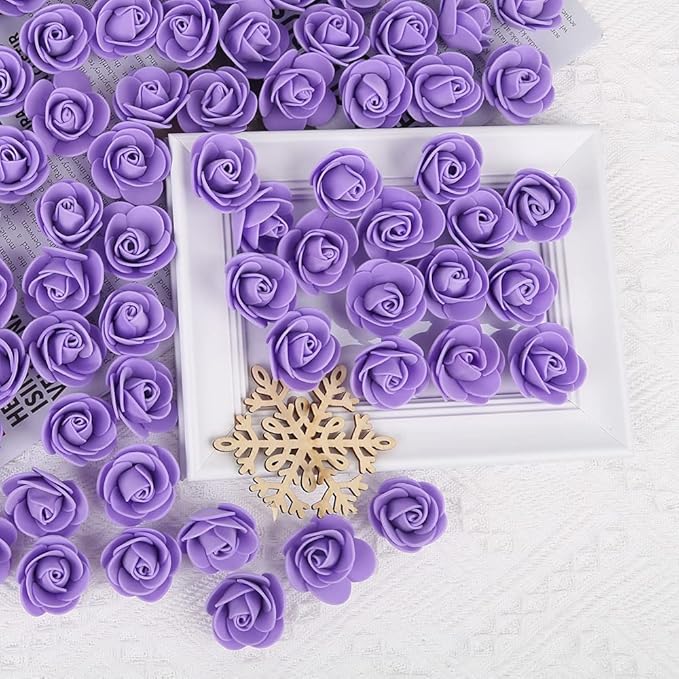 500pcs Mini Foam Rose Heads, Purple Artificial Flower Bulk Foam Rose for Crafts,DIY Wedding Bouquets Baby Shower Centerpieces Floral Arrangements Party Tables Home Decorations(Purple)