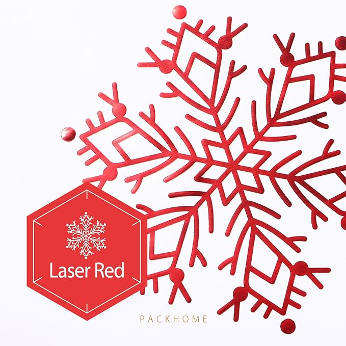PACKHOME Large Christmas Gift Box 13.5x9x4.1 Inches, Sturdy Collapsible Gift Box with Magnetic Closure Lid (Red Snowflake Pattern)