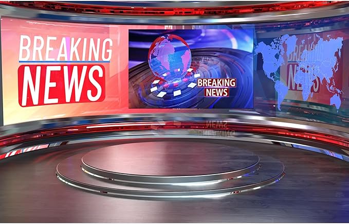 Breaking News Backdrop Studio TV News Broadcast Hall Background News Room Broadcasting Photography Background Program Record News Report Business Newsman Backdrop Kids Portrait Photo Props 7x5ft
