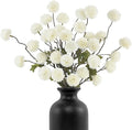 DuHouse 6pcs Artificial Flowers Faux Silk Pompon Mum,Artificial Kiku Flower White for DIY Wedding Bouquets Centerpieces Vase Home Table Kitchen Decorations(Ivory White)