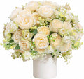 Peonies Artificial Flowers 12 Bundles Pink Flowers Bouquet, Lifelike Silk Fake Peonies with Stems for Home Table Centerpieces, Wedding, Party & DIY Bridal Floral Arrangements (Champagne)