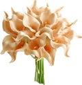 Mandy's PU Champagne Calla Lily Artificial Flowers 20 Stems 13.5in Faux Realistic Centerpiece for Thanksgiving and Christmas Decorations DIY Bridal Bouquet Home Décor