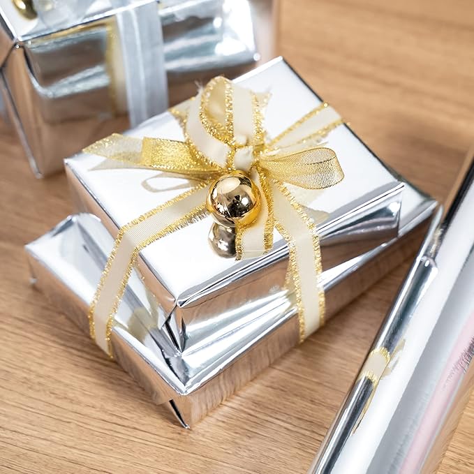 RUSPEPA Silver Wrapping Paper -30 inches x 32.8 feet - 81.5 Sq Ft - Large Siliver Gift Wrap Roll Solid Color Paper Perfect for Wedding,Birthday,Christmas,Baby Show