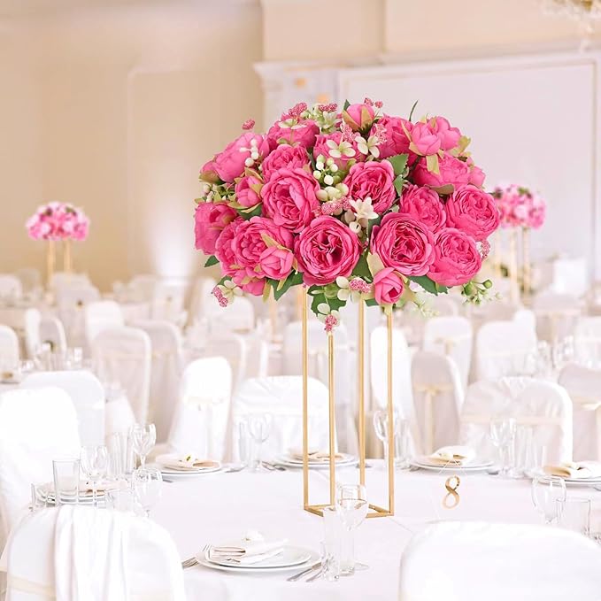 ASTRYAS 8Pcs Artificial Flowers Fake Peonies Silk Peony Bouquet Faux Flowers Bulk Arrangements for Decoration Vase Florals Arrangements Wedding Home Party Table Hot Pink