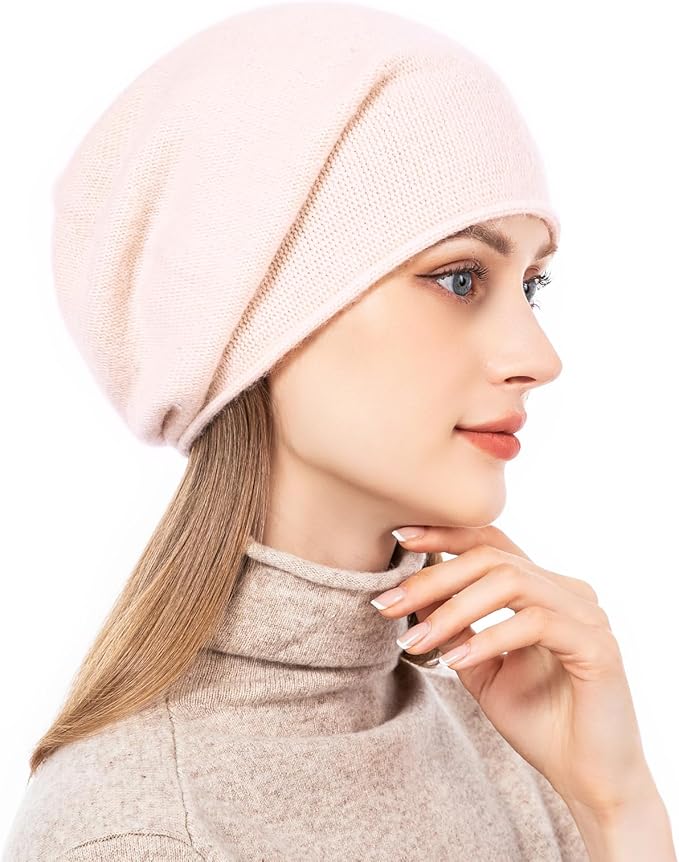 QUEENFUR Knit Slouchy Beanie Hats for Women Cashmere Ski Cap Knitted Wool Soft Warm Winter Hat