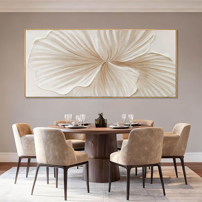 WINKAILIN White and Gold Wall Art Abstract Flower Painting Modern 32x70 Extra Large Canvas Artwork Minimalist Wall Decor for Bedroom Living Room Office Home