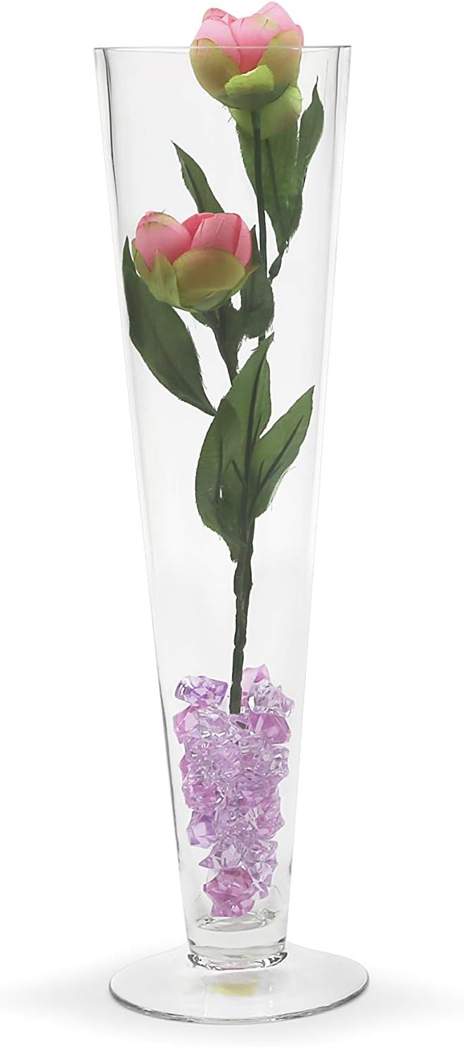 WGV Trumpet Glass Vase Bulk, Open 4", Height 16", (Multiple Sizes Choices) Clear Tall Pilsner Floral Planter Container Centerpiece, Wedding Event Home Decor, 6 Pieces (VTV0416)