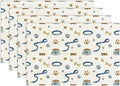 Dog Paw Print Placemats Set of 4, Puppy Pets Themed Table Mat for Home Kitchen, Restaurants, Outdoor Linen Washable Place Mats 12x18 inch Party Event Dining Decoration-08