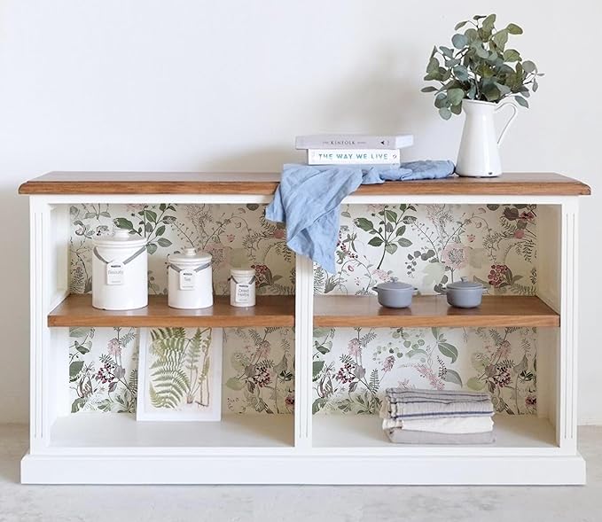 Erfoni 17.7" x 197" Floral Peel and Stick Wallpaper Boho Leaf Self Adhesive Wallpaper DIY Removable Contact Paper Vintage Flower Wall Paper Decoration for Bedroom Wall Cabinets Waterproof Vinyl Roll