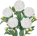 Hollyone 5PCS Dahlia Artificial Flowers 24.8" Cream White Fake Ball Dahlias Silk Flowers Faux Roses Flower with Long Stems for DIY Wedding Bouquets Centerpieces Arrangements Bridal Shower Home Decor