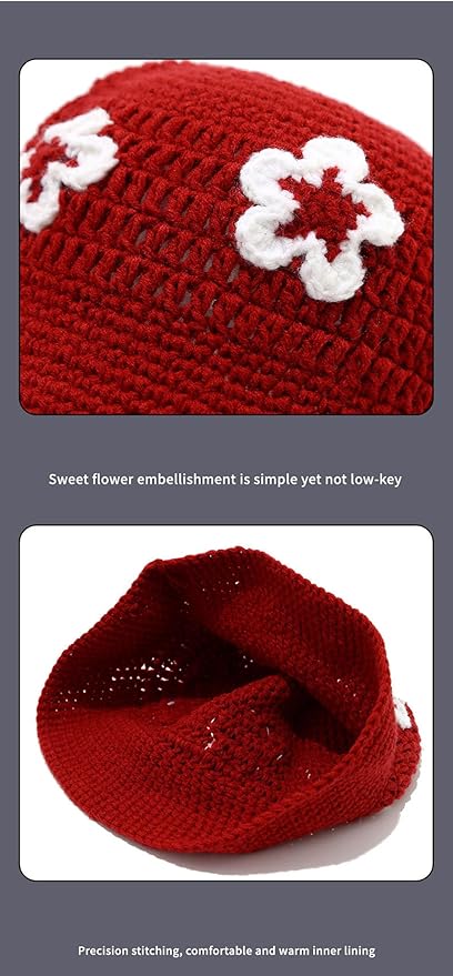 Winter Plush Fuzzy Bucket Hat Flower Fisherman Hats for Women Men Bucket hat