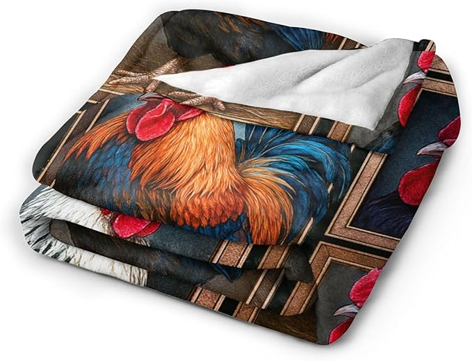 Rooster Blanket Chicken Throw Blanket Farm Animal Soft Cozy Fleece Fuzzy Stuffed Plush Flannel Gifts for Girls Women Boys Kids Adults 60"X80"
