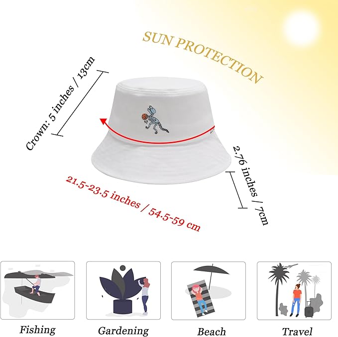 ZLYC Unisex Fashion Embroidered Bucket Hat Summer Fisherman Cap for Men Women