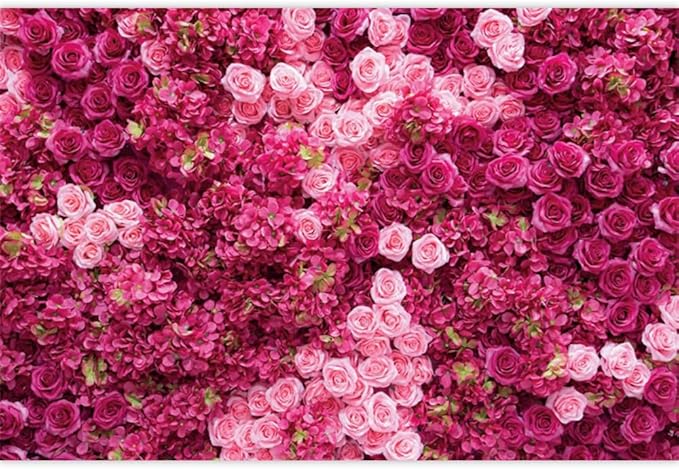 Hot Pink Red Rose Flower Backdrop Flower Wall Backdrop for Girls Woman Birthday Wedding Anniversary Bridal Shower Party Decorations Photo Booth Studio Props Vinyl 10x8ft