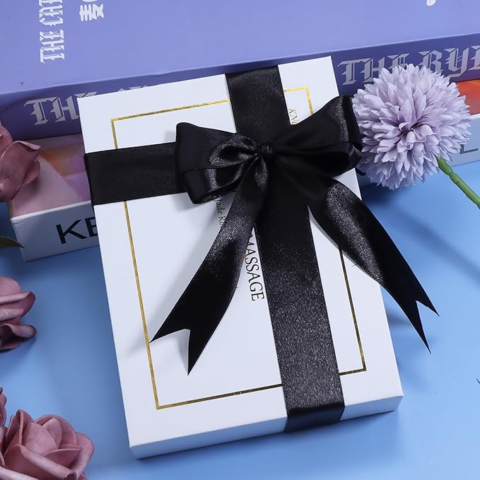 Black Ribbon for Gift Wrapping, 1 inch Polyester Satin Hair Ribbons for Flower Bouquet, Weeding Decoration, Baby Shower, Crafts Bows Fabric Christmas Ribbon 25 Yards