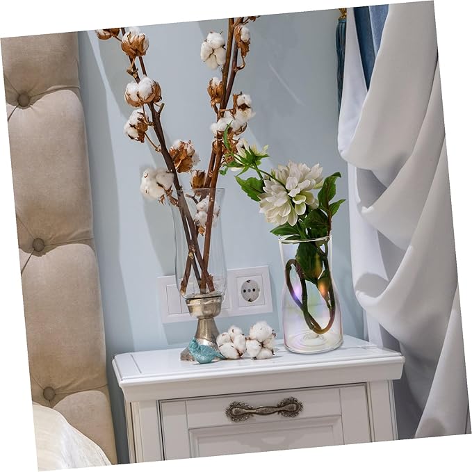 Alipis Transparent Iridescent Glass Vase for Hydroponic Flower Arrangements DIY Decorative Floral Holder for Home Office and Exhibition Display Odorless Material