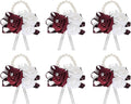 MECCANIXITY 6Pcs Wrist Corsage Artificial Flower Bracelets Rose Wrist Bride Groom Decorative for Wedding Ceremony Prom Party Anniversary Wine Red
