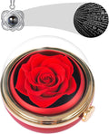 Rotating Preserved Real Rose Gift Box with I Love You Necklace – Spherical Eternal Flower Gifts for Mom, Wife, Grandma, Girlfriend – Forever Love Women Gifts for Christmas, Valentine’s Day (Red)