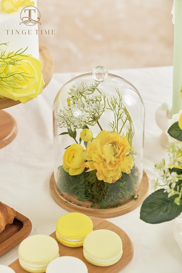 TINGE TIME Artificial Flowers Combo Mix Silk Flowers Yellow Roses w/stem for DIY Wedding Bridal Bouquets Baby Shower Floral Arrangement Table Centerpieces Home Decorations (Lemon Yellow)