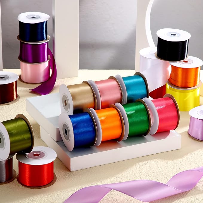 Unittype 20 Colors Rainbow Satin Ribbon 1-1/2 Inch 200 Yard Solid Fabric Ribbons 20 Rolls Satin Ribbons for Gift Wrapping Bows Crafts DIY Flower Bouquet Wedding Decor Christmas