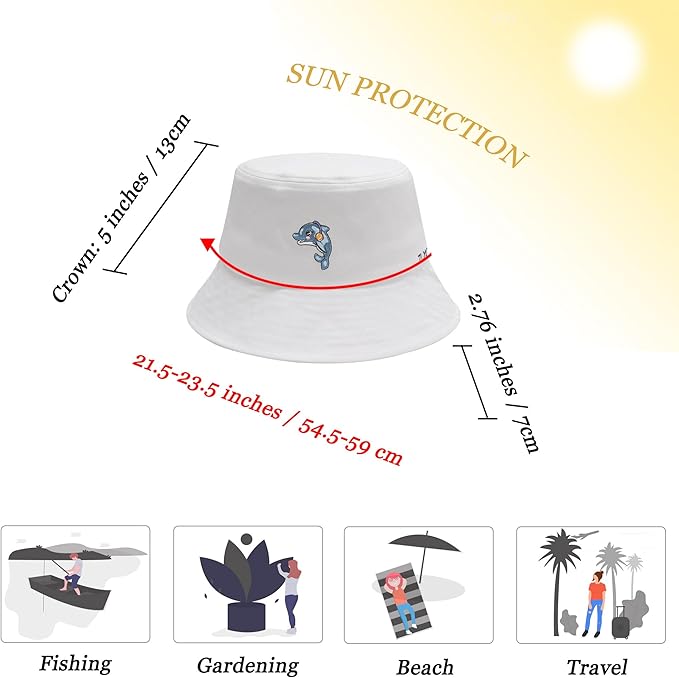 ZLYC Unisex Fashion Embroidered Bucket Hat Summer Fisherman Cap for Men Women