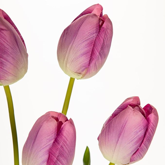6PCS 23" Fake Tulip Flowers Artificial Violet Tulips Long Stem Faux Flower, Silk Flower Décor for Floral Arrangement Home Farmhouse Wedding Decoration