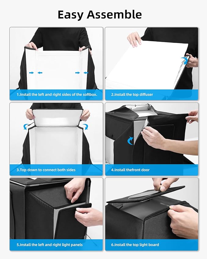 Glendan Light Box for Photography: 16"x16" Portable Photo Studio Soft Box with 480 LED Light - Photo Booth Box with 4 Color Backdrops for Jewelry Product Photography