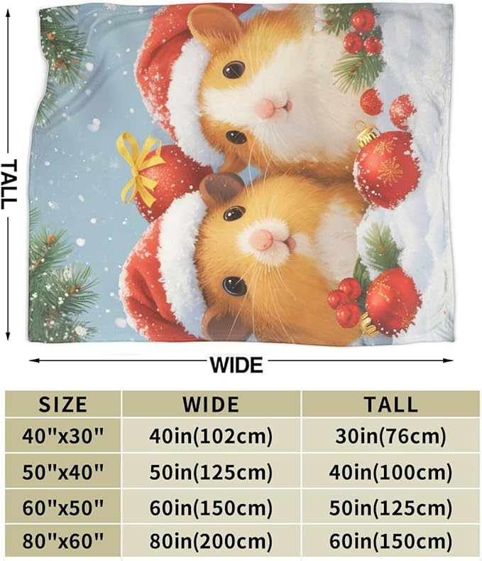Guinea Pig Blanket Cute Christmas Guinea Pig Throw Blanket Soft Cozy Fleece Fuzzy Stuffed Plush Flannel Gifts for Girls Women Boys Kids Adults 40''x50''