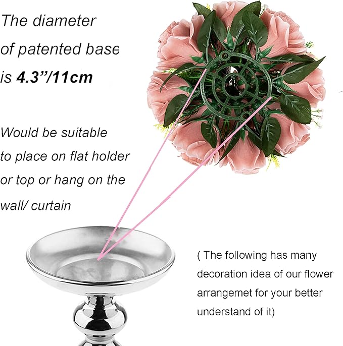 BLOSMON Flower Ball Centerpieces for Wedding: 10 Pcs Dusty Pink Fake Roses Flowers Artificial for Table - Silk Kissing Bouquet Floral Arrangement Center for Home Party Event Decor