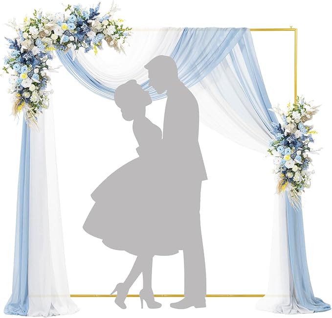 Square Balloon Arch Stand, 6.6x6.6 FT Gold Wedding Arch, Garden Arbor Garden Arches Metal Arch Backdrop Stand for Ceremony Party Birthday Bridal Baby Shower Anniversary Decoration