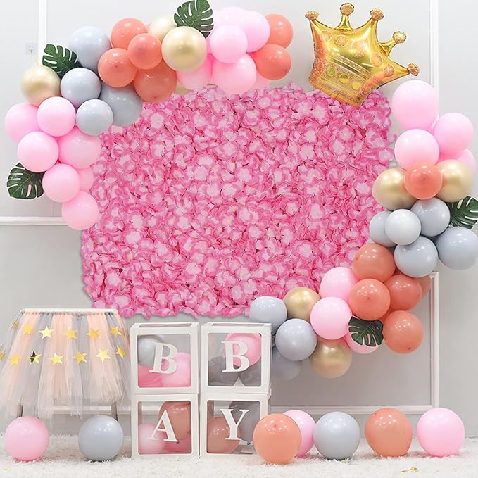 LOYALHEARTDY 20 PCS Artificial Flower Wall Panel 24" x 16" Faux Flowers Wall Decoration Pink Hydrangea Flower Panels Wall for Home Party Wedding Christmas Festival Photo Backgdrop Decor