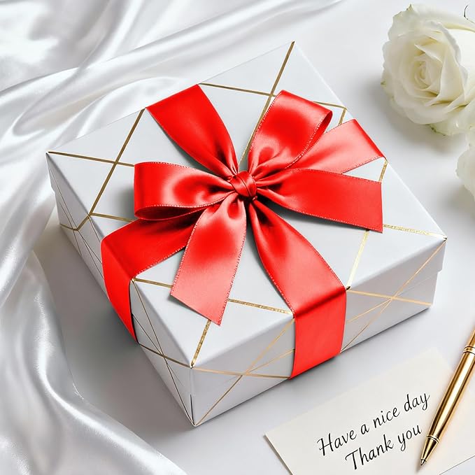 1-1/2" x 100 Yards Satin Ribbon - Wide Silk Red Ribbon with Spool - Ideal for Gift Wrapping, Floral Bouquets, Crafts, Wedding Party Decorations, Christmas and Sewing Projects