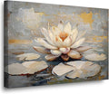Ethereal white lotus floating on Crystal Waters poster vintage oil painting printwall art soft blush and gold accents serene home and office decor dreamy 20x30in Wood Framed
