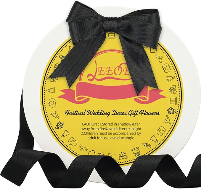 Double Face Black Satin Ribbon 5/8 inch X 50 Yards Polyester Black Ribbon for Gift Wrapping Very Suitable for Weddings Party Invitation Decorations and More