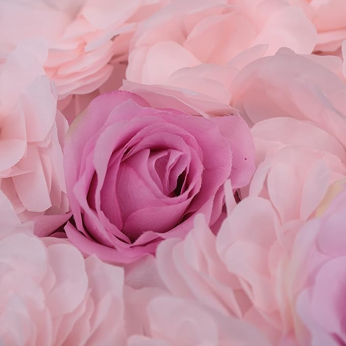 Gdrasuya10 4pcs Realistic Flower Wall Background Artificial Flowers Wall Backdrop Panel 3D Silk Rose Fake Flower Wall Panel Banquet Wedding Party Decor, Photography Background 60 x 40 cm