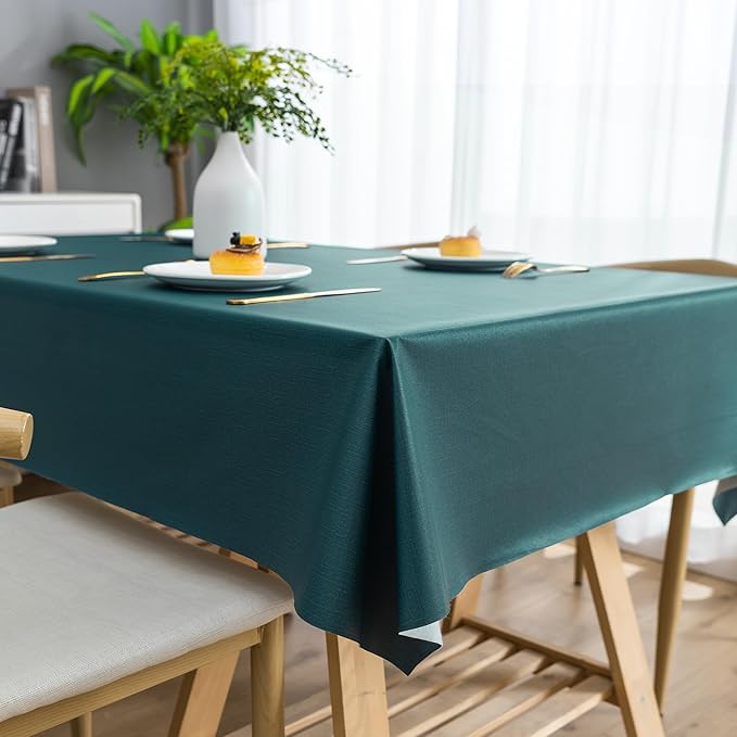 Rectangle Table Cloth,100% Waterproof Tablecloth Oil Proof Spill Proof Vinyl Table Cloth, Wipe Clean Plastic Table Cover for Dining, Camping, Indoor and Outdoor 52" x 70",Navy Blue