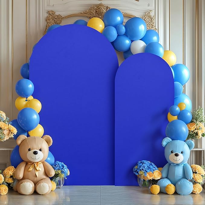 Royal Blue Arch Backdrop Covers - 7.2FT, 6FT Spandex Fitted Wedding Arch Stand Covers Round Top Chiara Stretchy Arch Backdrop Cover for Wedding Birthday Party Decoration