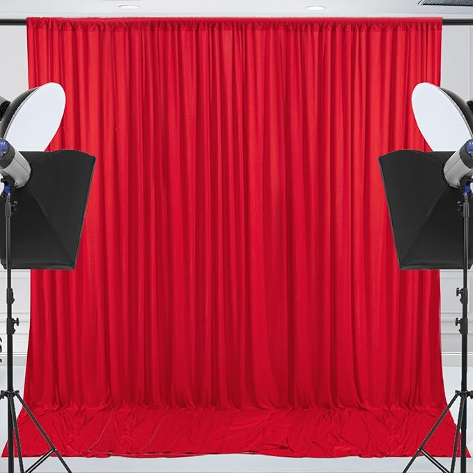 10x10ft Wrinkle Free Red Backdrop Curtain for Parties Soft Fabric Drapes Wedding Red Curtain Backdrop for Birthday Party Decorations Background for Photography 5x10ft, 2 Panels