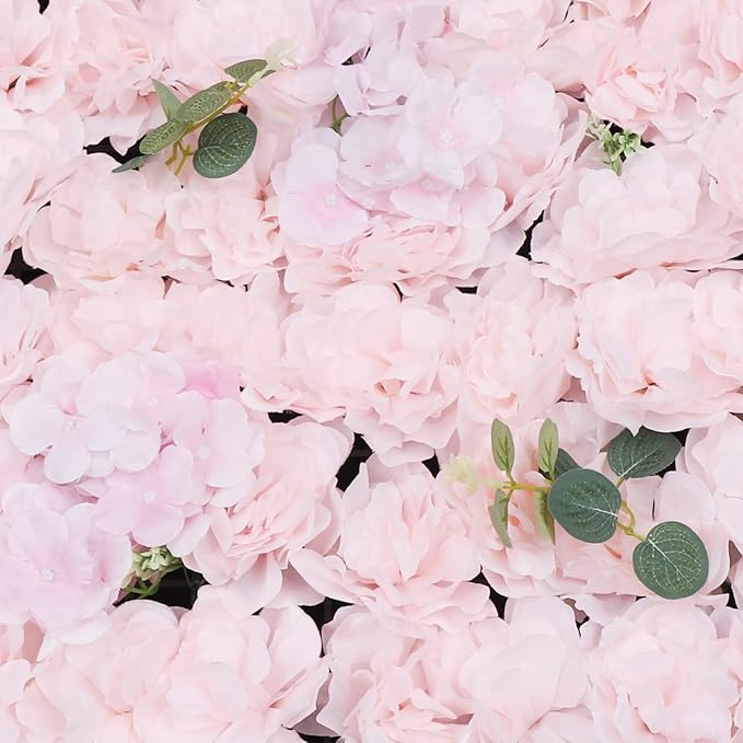 3D Flower Wall Panel Floral Backdrop,6PCS Artificial Flower Wall Background Silk Rose Mat, Artificial Flower Backdrop Faux Flower Panel for Wedding