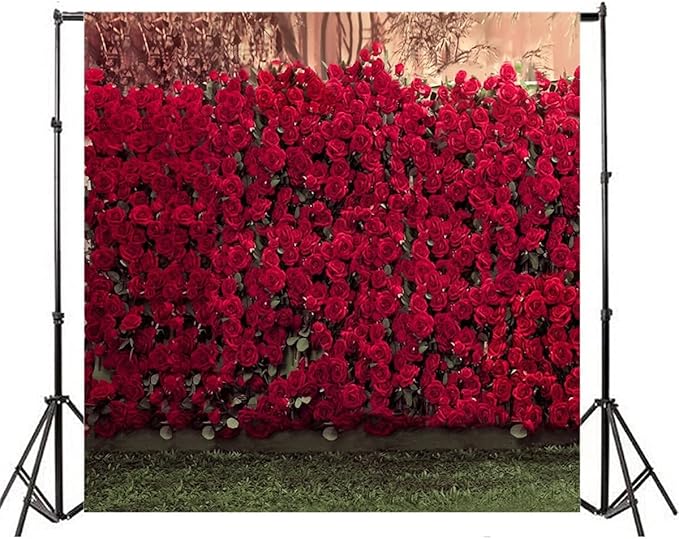 AOFOTO 10x10ft Romantic Roses Backdrop Wedding Photography Background Garden Flowers Lovers Couple Girlfriend Bride Portrait Valentine's Day Photo Shoot Studio Props Seamless Wallpaper