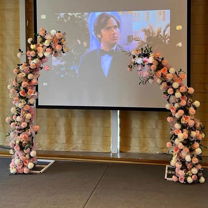 2pcs Large Wedding Arch with Base Flower Stand Arch Bracket Stand Backdrop Stand for Wedding Party Elegant Decorations & Garden Climbing Plants Vines,6.9&5.9 FT-White