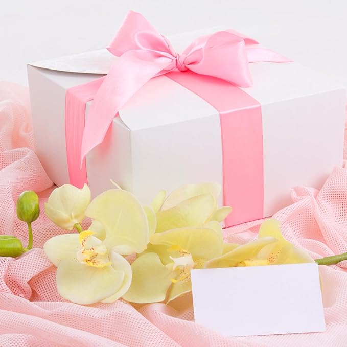 LIUYAXI Pink Double Faced Satin Ribbon, 3/8" X Continuous 100 Yards, Ribbons Perfect for Gift Wrapping Bows Bouquet Wedding Decor DIY Craft and More