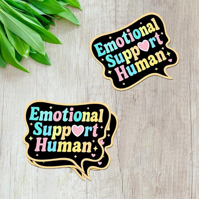 HANDICHI Design 5-Pack 6 Inch Emotional Support Human Stickers – Positive Affirmation Vinyl Decals for Laptops, Water Bottles, Journals and Scrapbooks – Cute Mental Health Self Care Sticker Pack